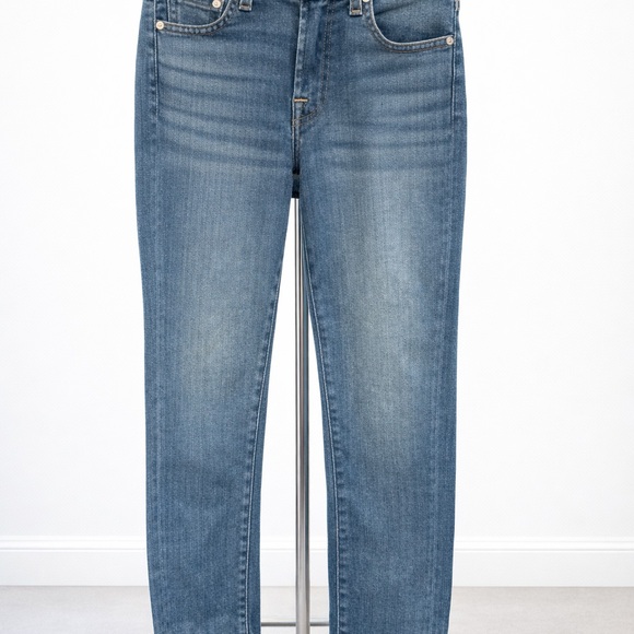 7 For All Mankind Denim - 7 For All Mankind Women's Straight Leg Blue Jeans